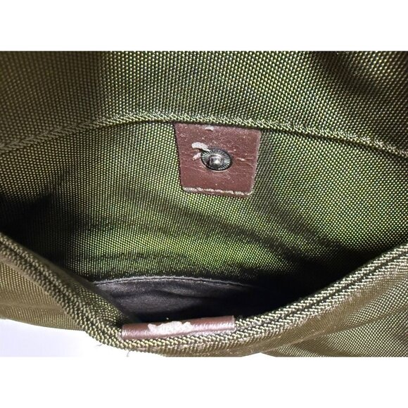 Banana Republic Bag Weekender Duffle Green Nylon Leather Travel Luggage Carry On - Picture 12 of 16